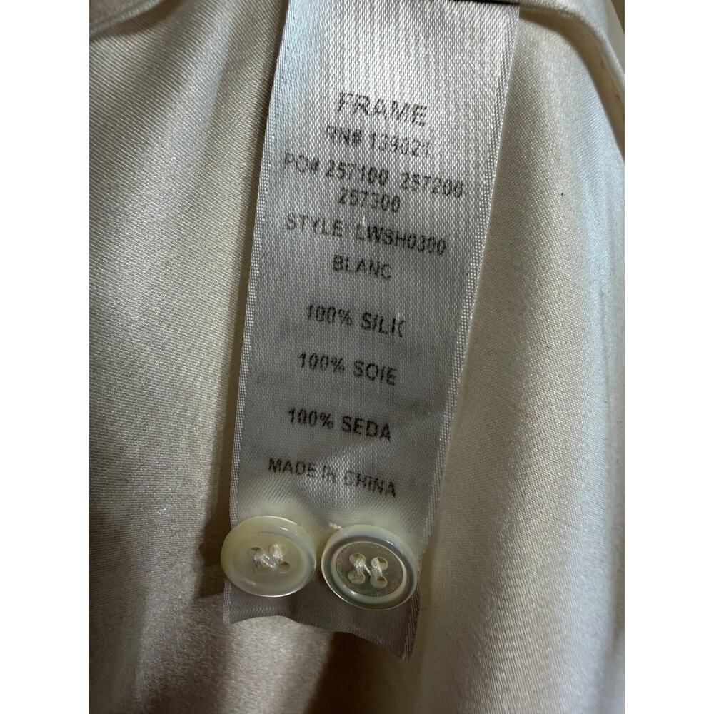 Frame Silk Pleated Button Down Blouse Cream Women's M Classic - Picture 8 of 11